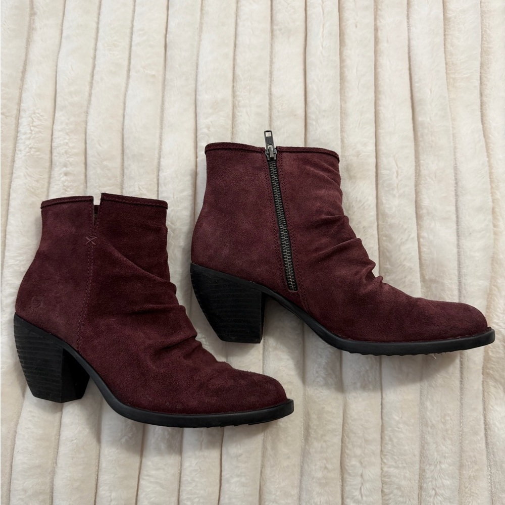 Born burgundy genuine leather Ankle Booties